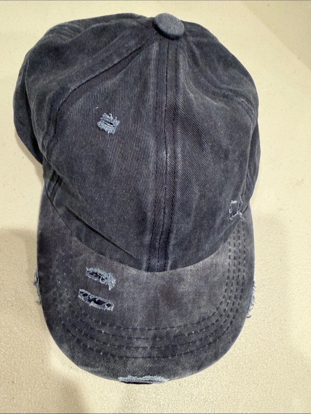 Distressed denim women’s CC hat